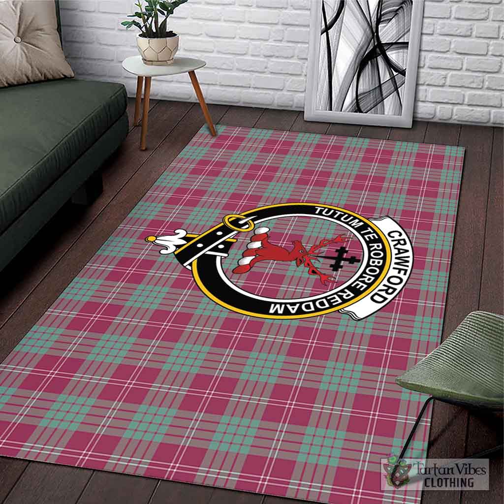 Tartan Vibes Clothing Crawford Ancient Tartan Area Rug with Family Crest