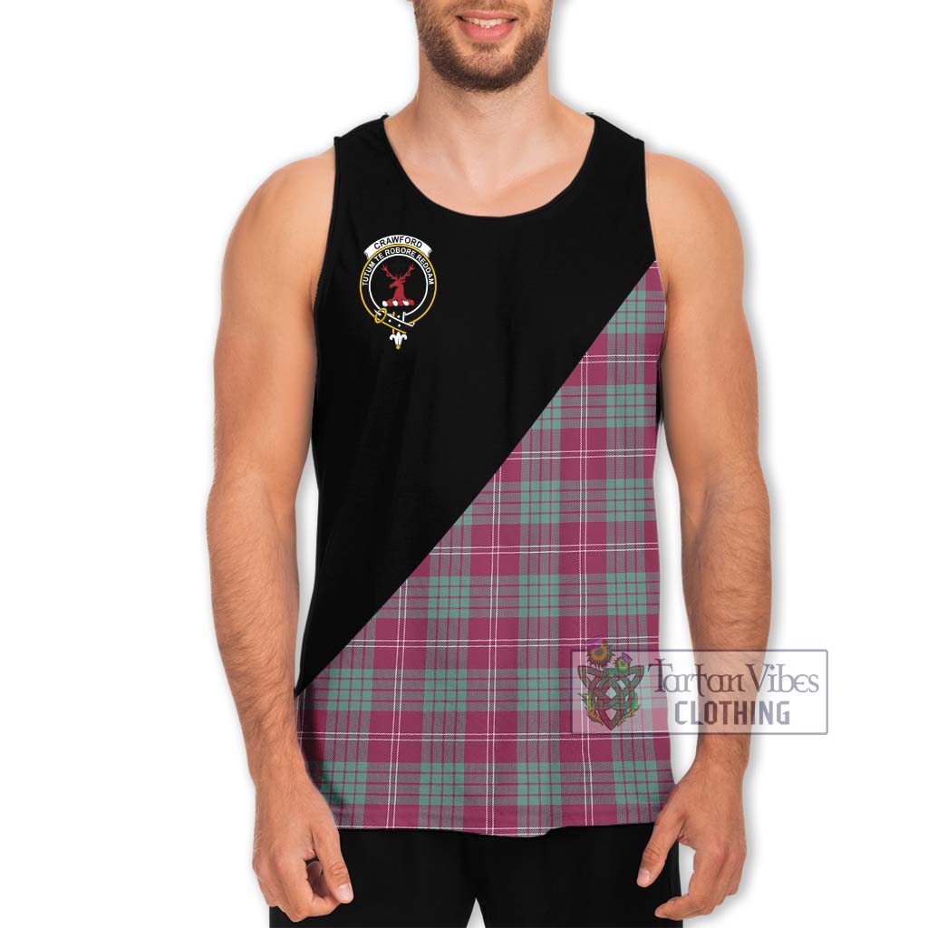 Tartan Vibes Clothing Crawford Ancient Tartan Men's Tank Top with Family Crest and Military Logo Style