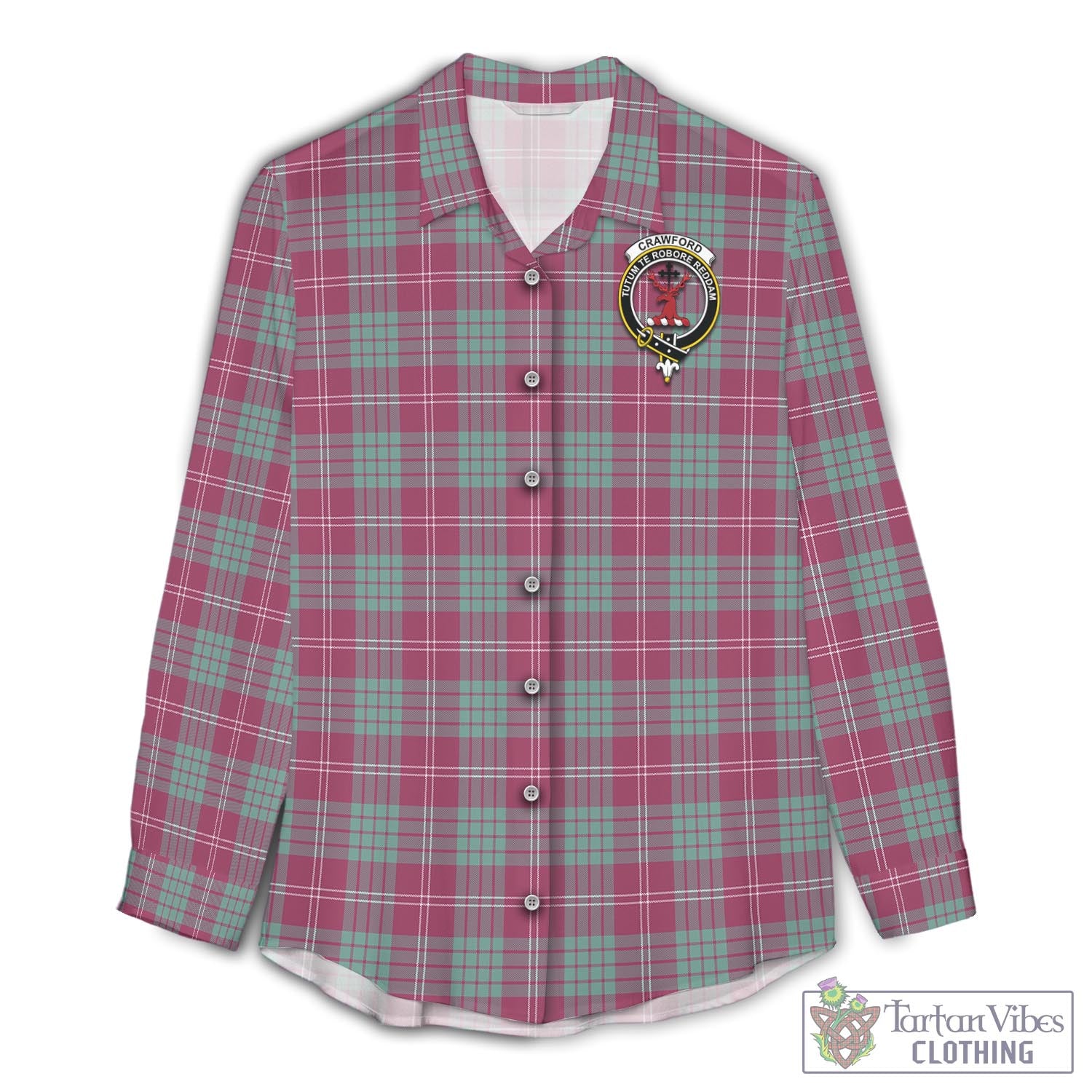 Tartan Vibes Clothing Crawford Ancient Tartan Womens Casual Shirt with Family Crest