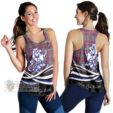 Crawford Ancient Tartan Women's Racerback Tanks with Alba Gu Brath Regal Lion Emblem