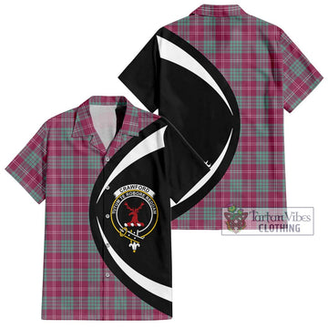 Crawford Ancient Tartan Short Sleeve Button Up with Family Crest Circle Style