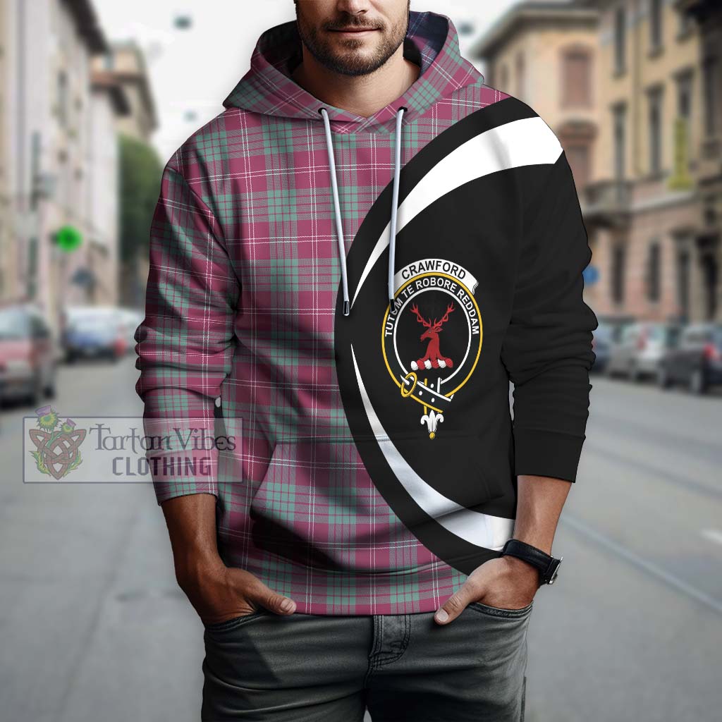 Tartan Vibes Clothing Crawford Ancient Tartan Hoodie with Family Crest Circle Style