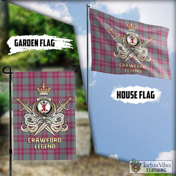 Crawford Ancient Tartan Flag with Clan Crest and the Golden Sword of Courageous Legacy