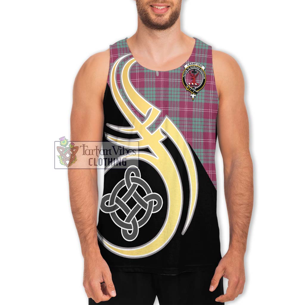 Tartan Vibes Clothing Crawford Ancient Tartan Men's Tank Top with Family Crest and Celtic Symbol Style