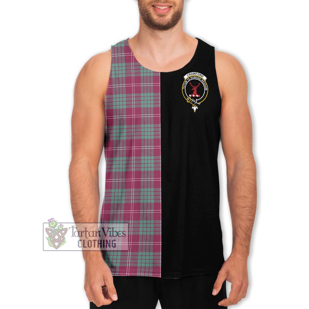 Tartan Vibes Clothing Crawford Ancient Tartan Men's Tank Top with Family Crest and Half Of Me Style