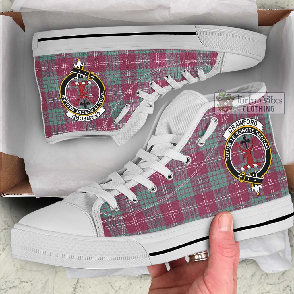 Tartan Vibes Clothing Crawford Ancient Tartan High Top Shoes with Family Crest