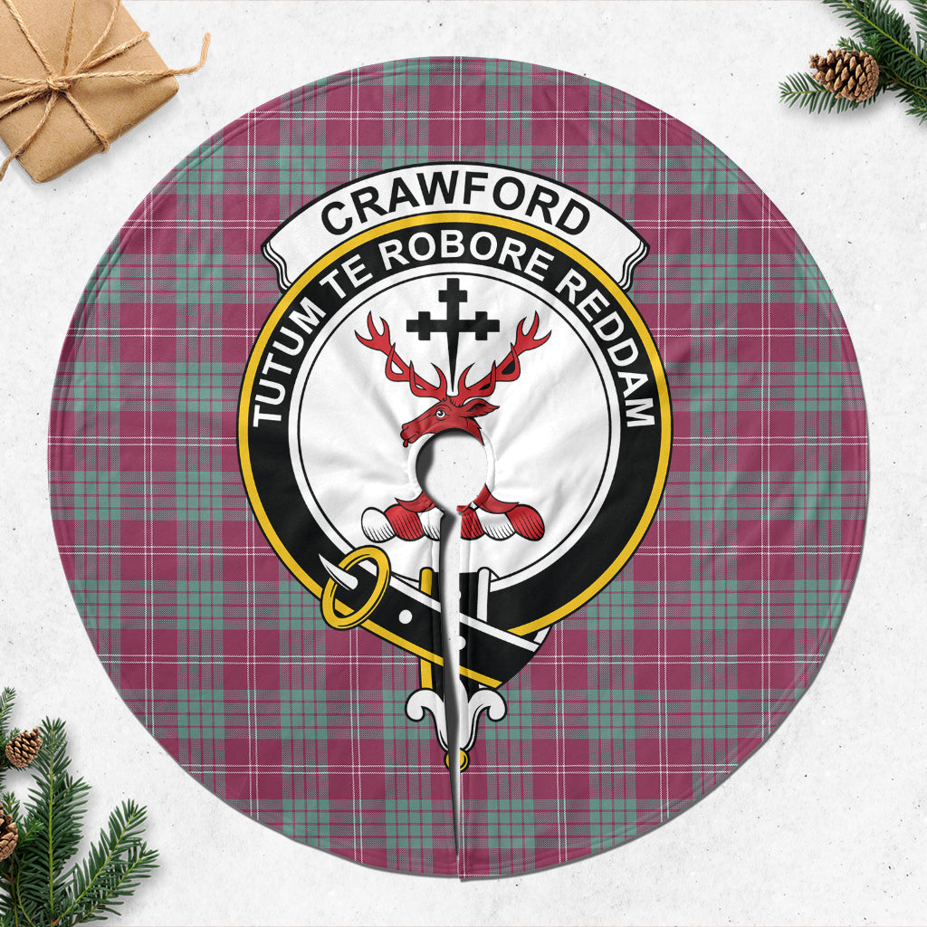 Crawford Ancient Tartan Christmas Tree Skirt with Family Crest - Tartanvibesclothing