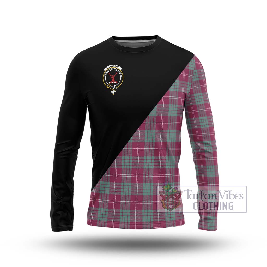 Tartan Vibes Clothing Crawford Ancient Tartan Long Sleeve T-Shirt with Family Crest and Military Logo Style