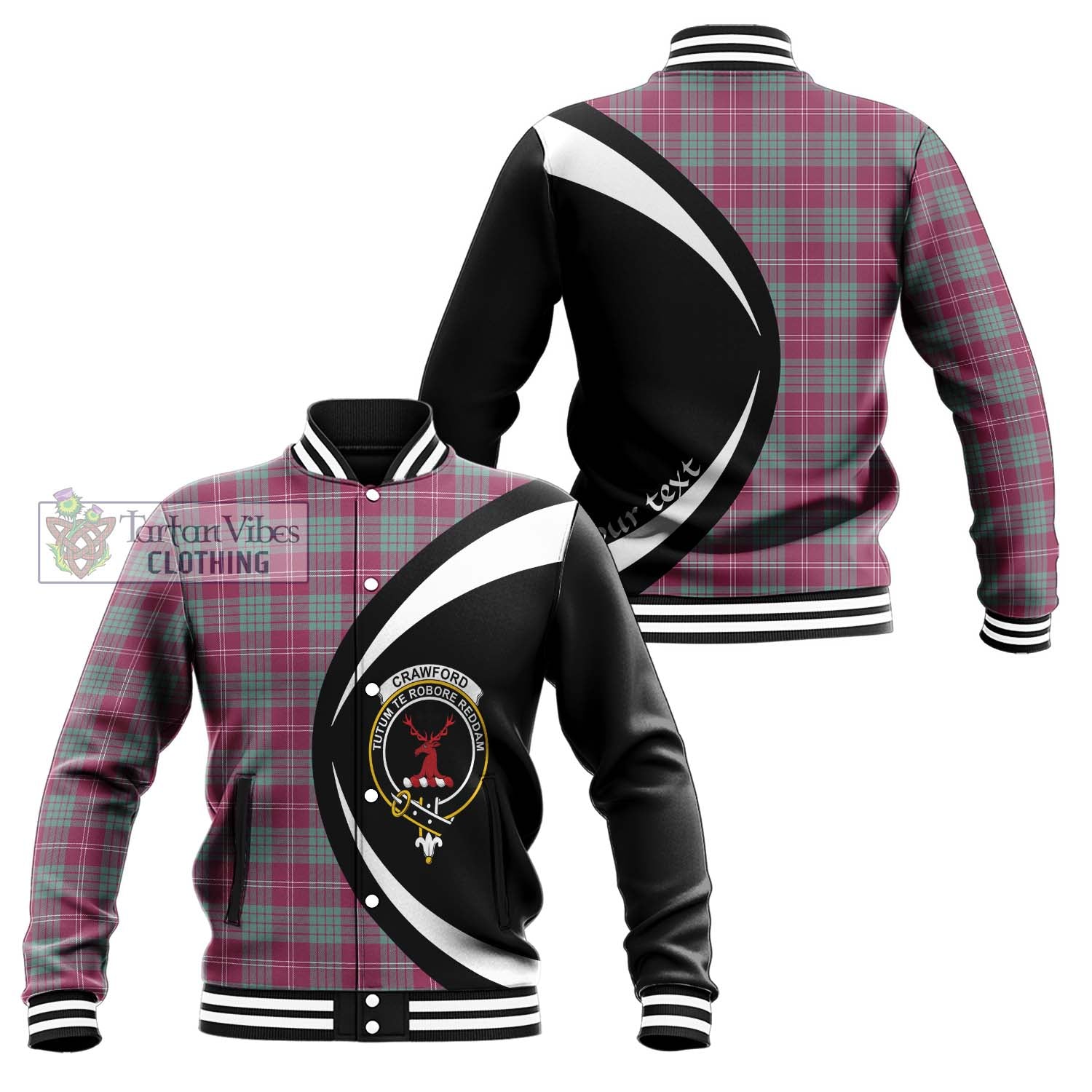 Tartan Vibes Clothing Crawford Ancient Tartan Baseball Jacket with Family Crest Circle Style