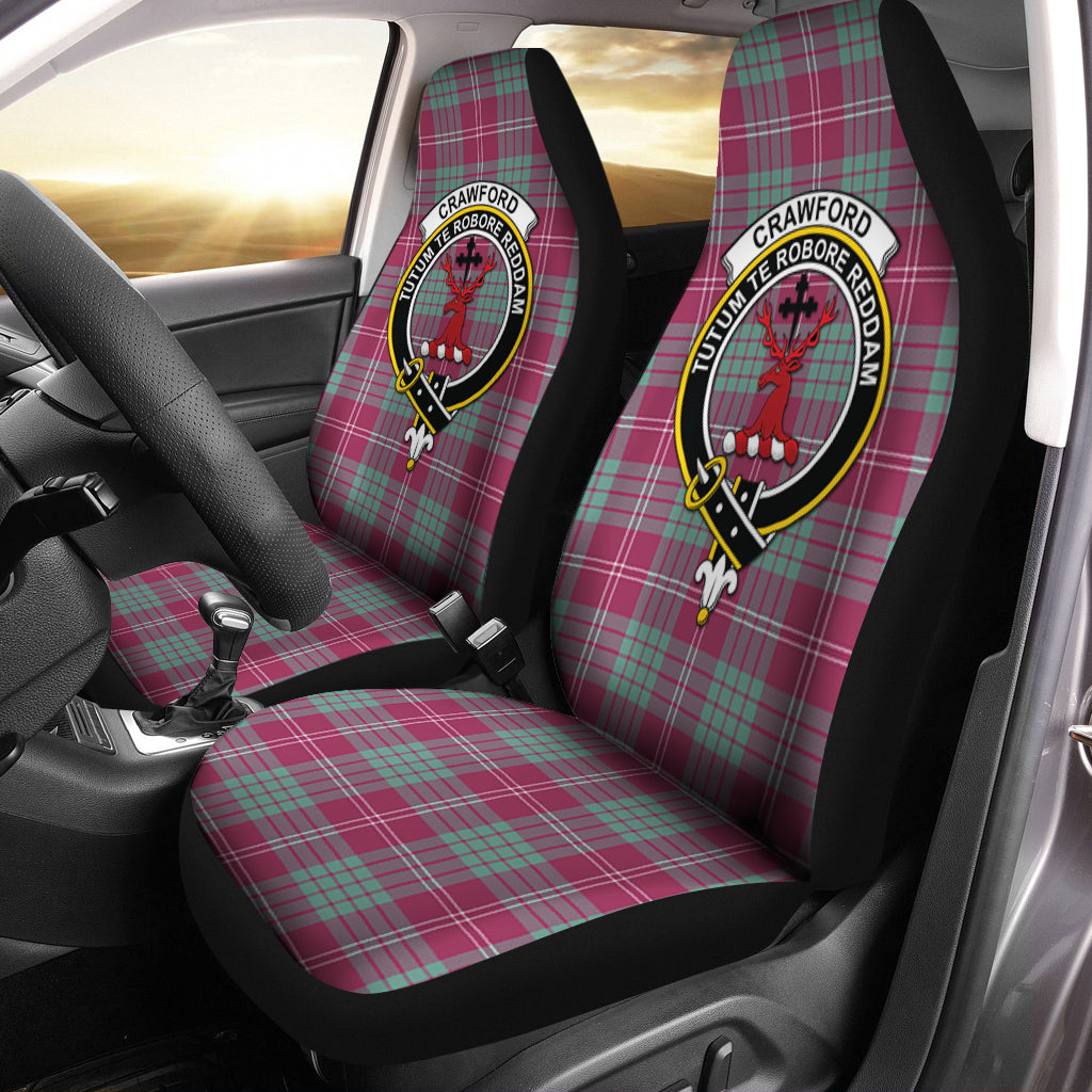 Crawford Ancient Tartan Car Seat Cover with Family Crest One Size - Tartanvibesclothing