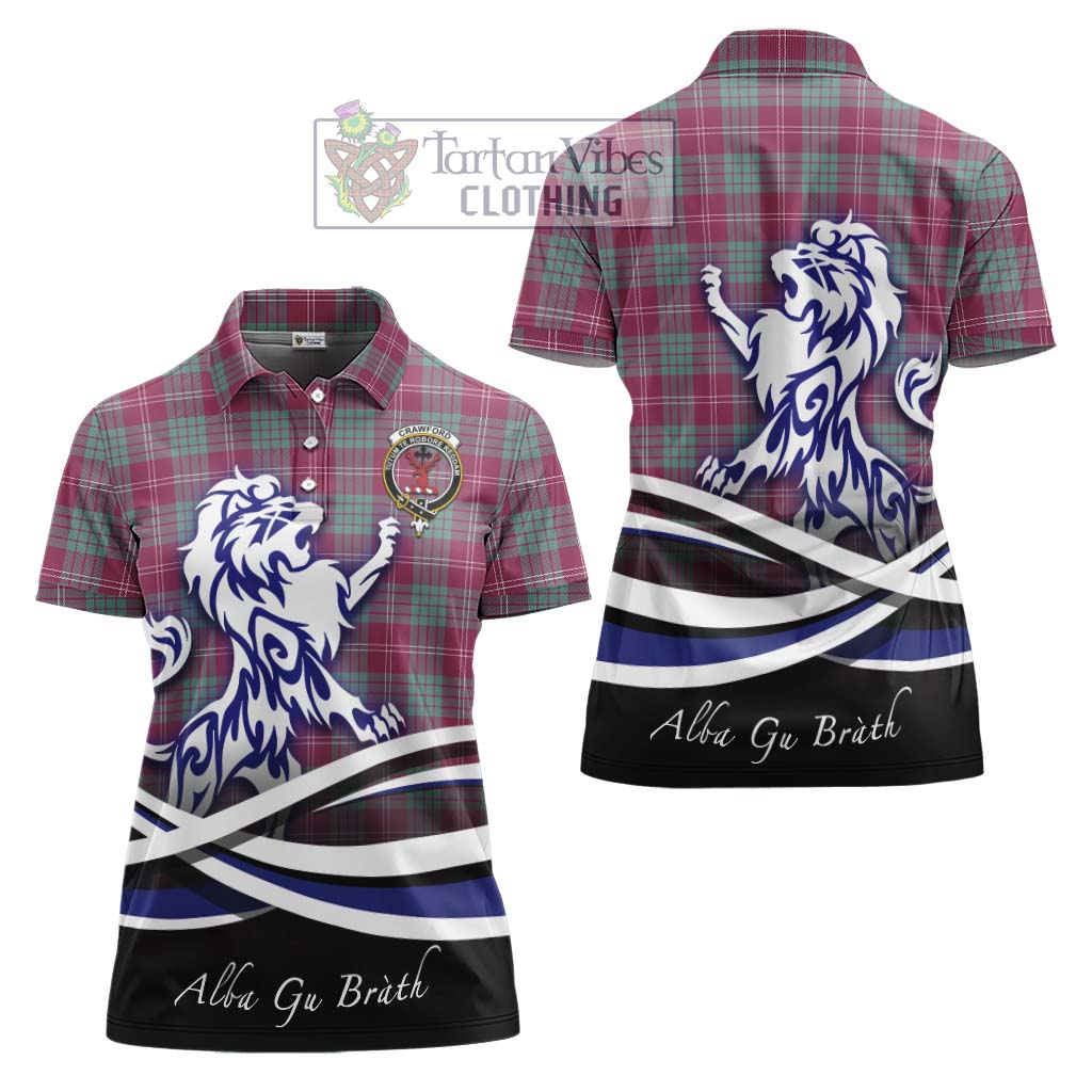 Tartan Vibes Clothing Crawford Ancient Tartan Women's Polo Shirt with Alba Gu Brath Regal Lion Emblem