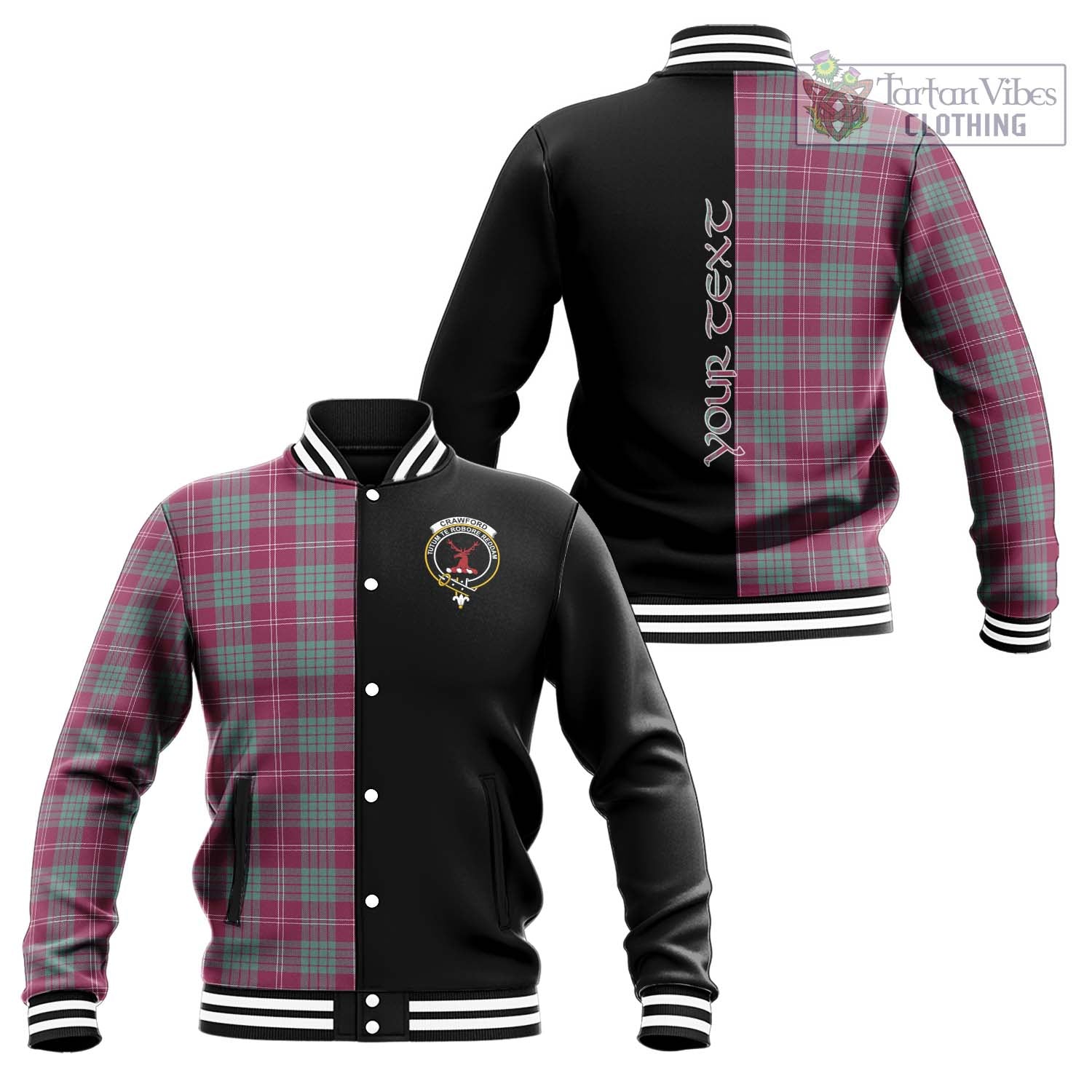 Tartan Vibes Clothing Crawford Ancient Tartan Baseball Jacket with Family Crest and Half Of Me Style