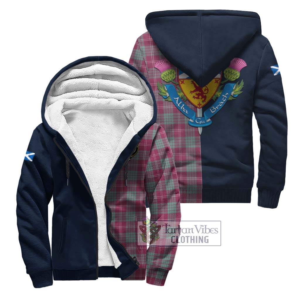 Tartan Vibes Clothing Crawford Ancient Tartan Sherpa Hoodie with Scottish Lion Royal Arm Half Style