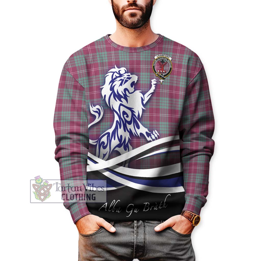 Tartan Vibes Clothing Crawford Ancient Tartan Sweatshirt with Alba Gu Brath Regal Lion Emblem