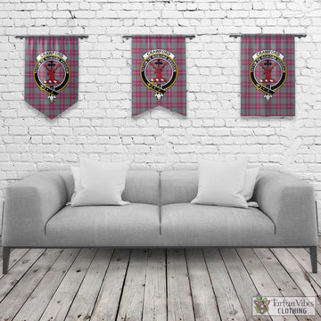 Crawford Ancient Tartan Gonfalon, Tartan Banner with Family Crest