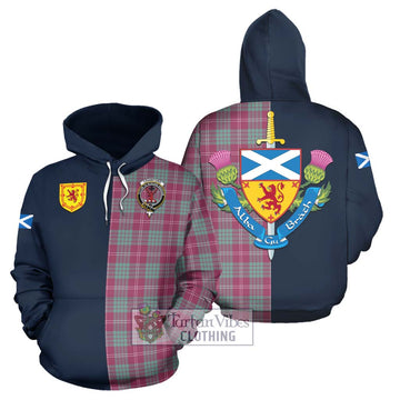 Crawford Ancient Tartan Hoodie with Scottish Lion Royal Arm Half Style