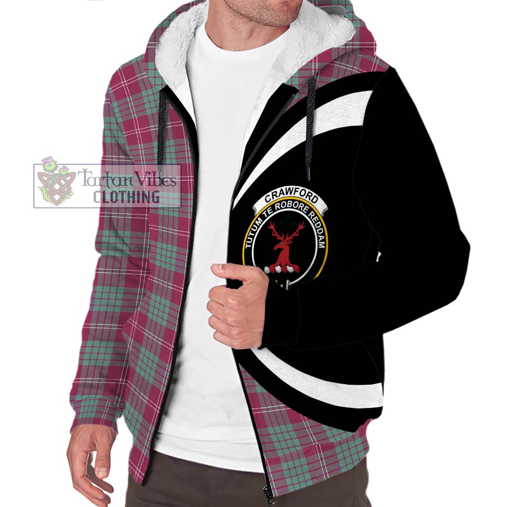 Tartan Vibes Clothing Crawford Ancient Tartan Sherpa Hoodie with Family Crest Circle Style