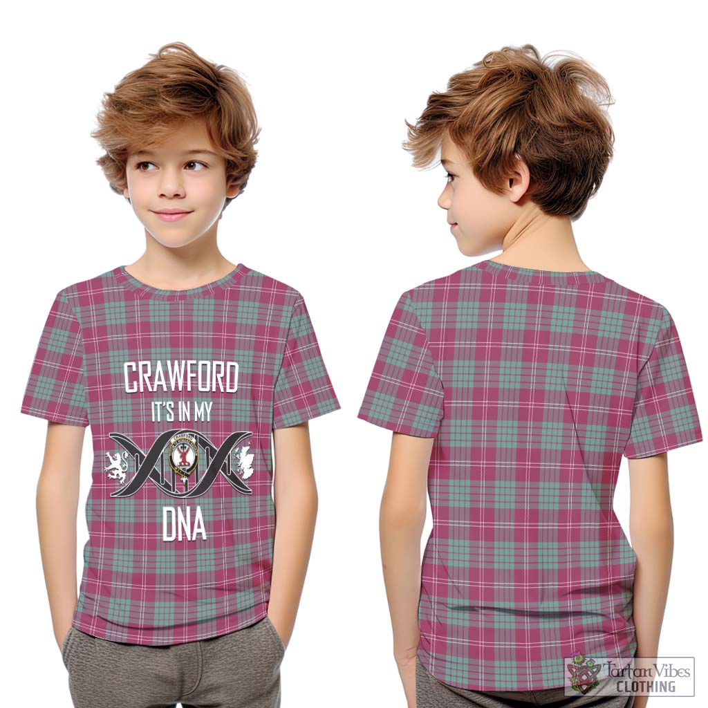 Tartan Vibes Clothing Crawford Ancient Tartan Kid T-Shirt with Family Crest DNA In Me Style