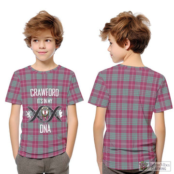 Crawford Ancient Tartan Kid T-Shirt with Family Crest DNA In Me Style