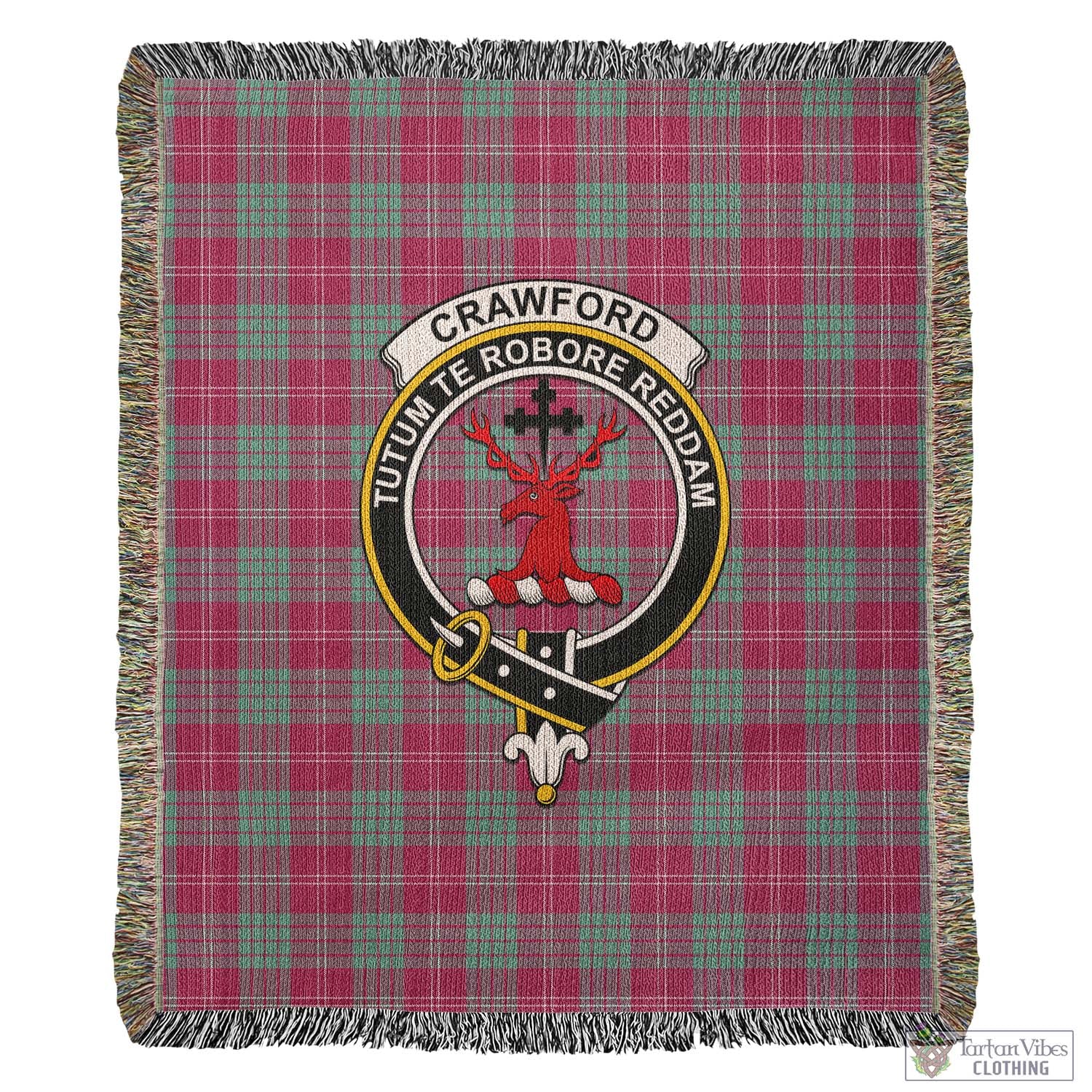 Tartan Vibes Clothing Crawford Ancient Tartan Woven Blanket with Family Crest