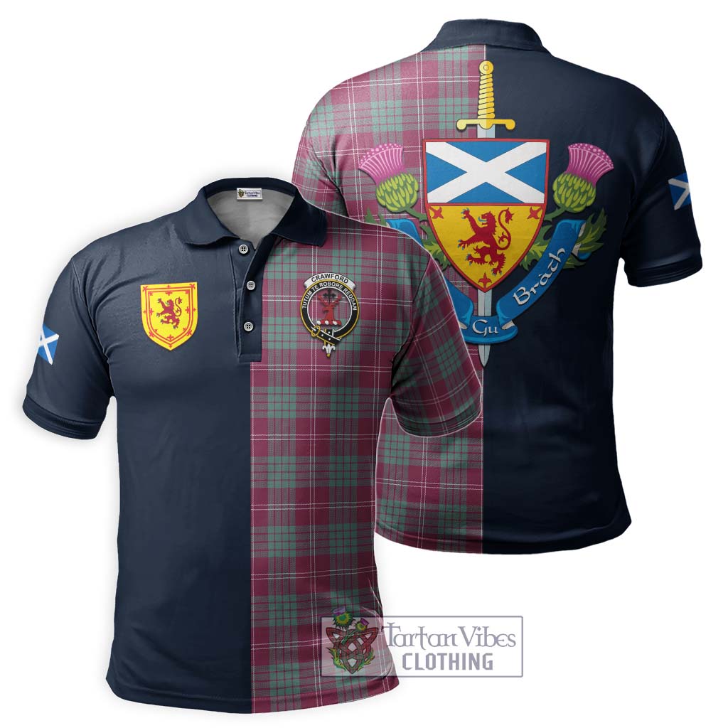 Tartan Vibes Clothing Crawford Ancient Tartan Polo Shirt with Scottish Lion Royal Arm Half Style