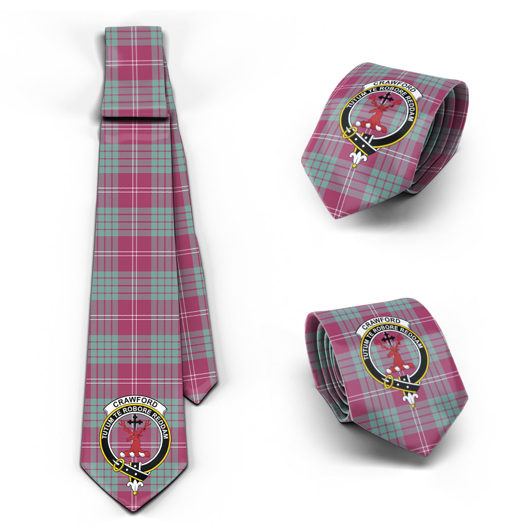 Crawford Ancient Tartan Classic Necktie with Family Crest Necktie One Size - Tartan Vibes Clothing