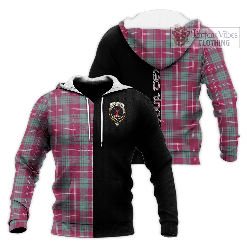 Tartan Vibes Clothing Crawford Ancient Tartan Knitted Hoodie with Family Crest and Half Of Me Style