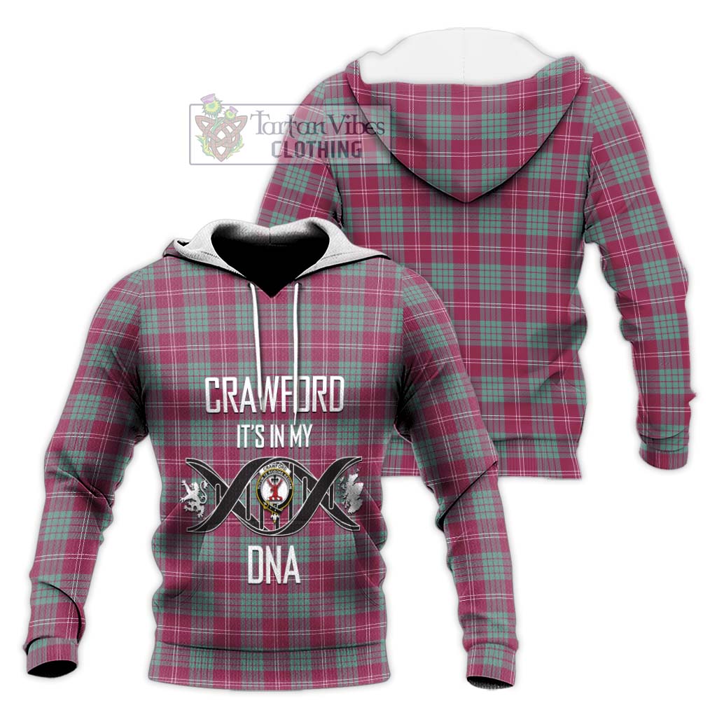 Tartan Vibes Clothing Crawford Ancient Tartan Knitted Hoodie with Family Crest DNA In Me Style