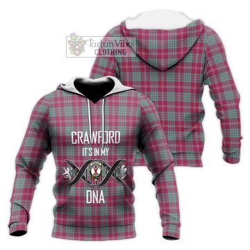 Crawford Ancient Tartan Knitted Hoodie with Family Crest DNA In Me Style