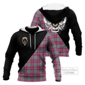 Crawford Ancient Tartan Knitted Hoodie with Family Crest and Military Logo Style