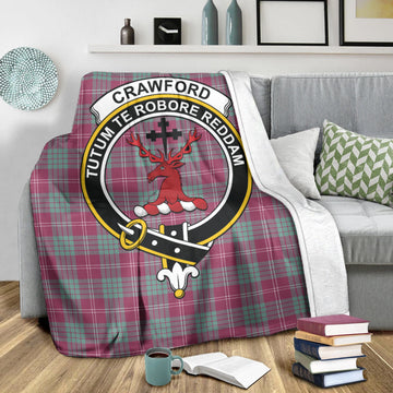 Crawford Ancient Tartan Blanket with Family Crest