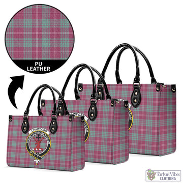 Crawford Ancient Tartan Luxury Leather Handbags with Family Crest