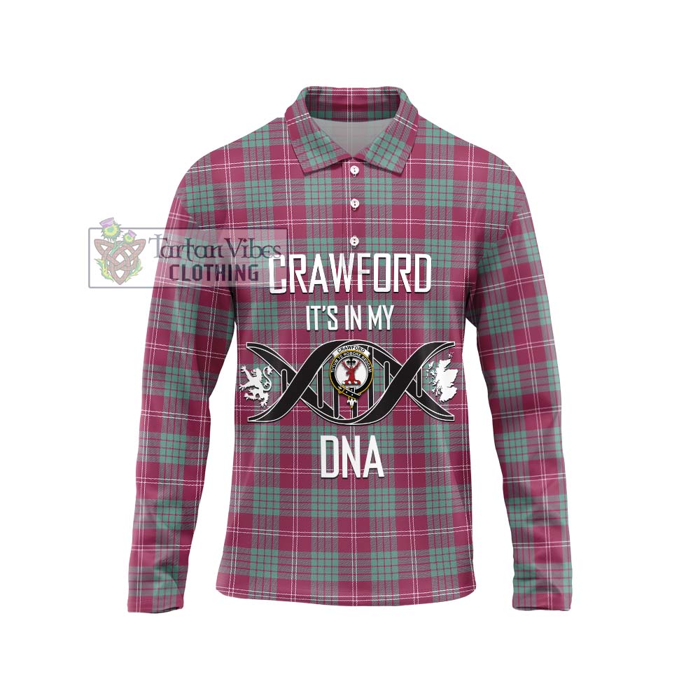 Tartan Vibes Clothing Crawford Ancient Tartan Long Sleeve Polo Shirt with Family Crest DNA In Me Style