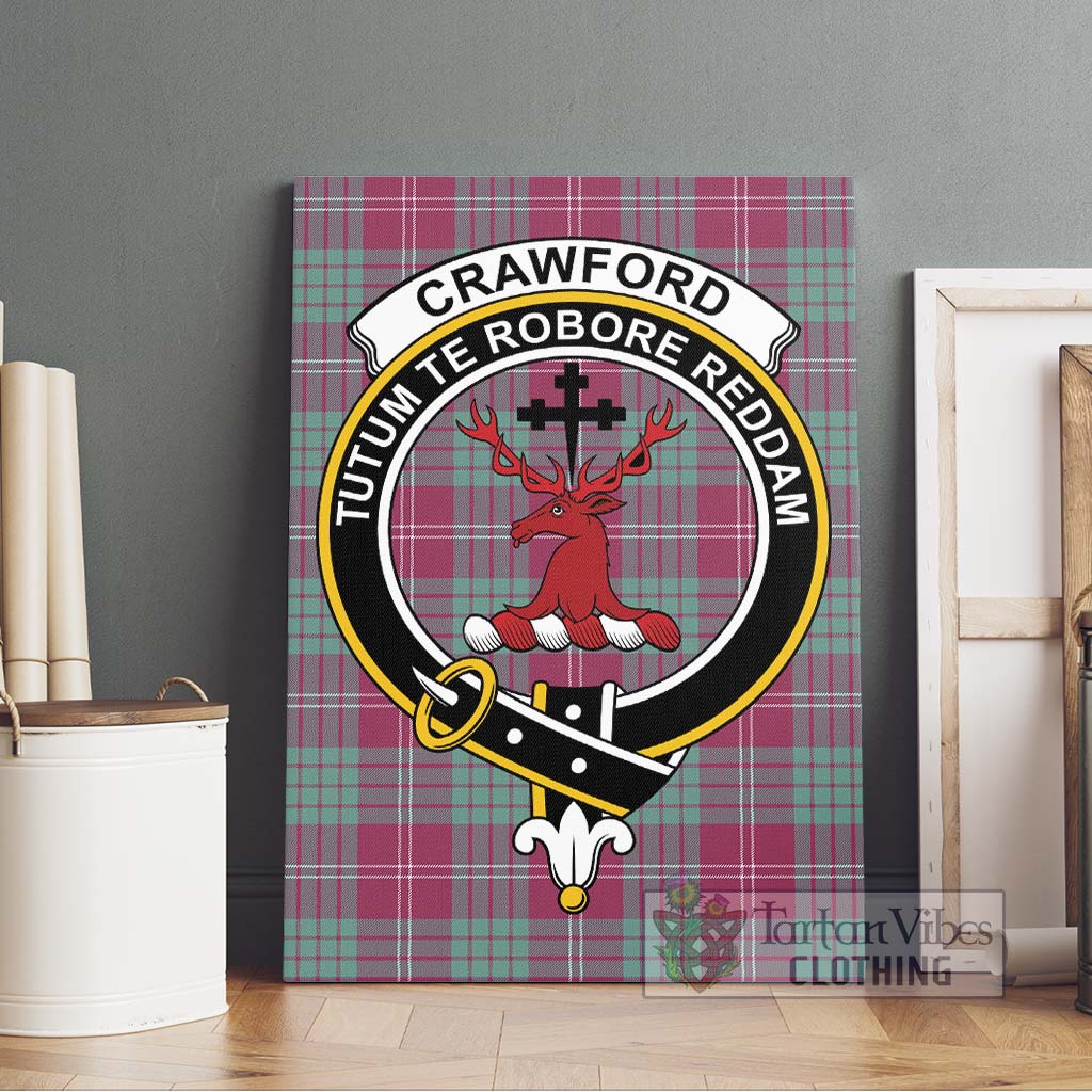 Tartan Vibes Clothing Crawford Ancient Tartan Canvas Print Wall Art with Family Crest