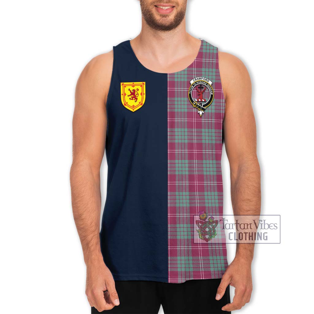 Tartan Vibes Clothing Crawford Ancient Tartan Men's Tank Top with Scottish Lion Royal Arm Half Style