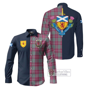 Crawford Ancient Tartan Long Sleeve Button Shirt with Scottish Lion Royal Arm Half Style