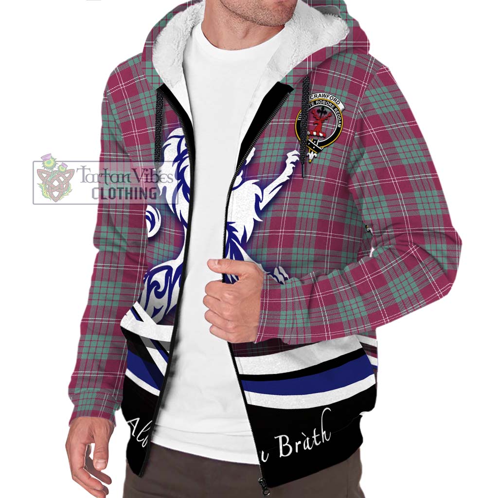 Tartan Vibes Clothing Crawford Ancient Tartan Sherpa Hoodie with Alba Gu Brath Regal Lion Emblem