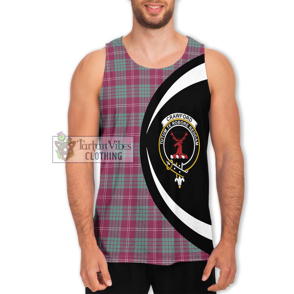 Tartan Vibes Clothing Crawford Ancient Tartan Men's Tank Top with Family Crest Circle Style