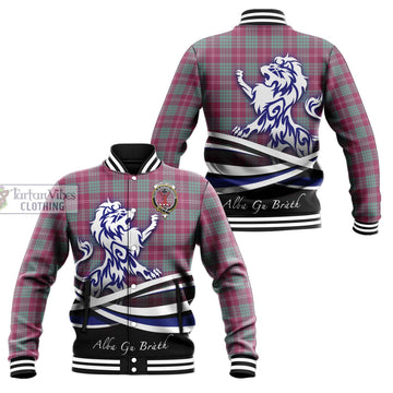 Crawford Ancient Tartan Baseball Jacket with Alba Gu Brath Regal Lion Emblem