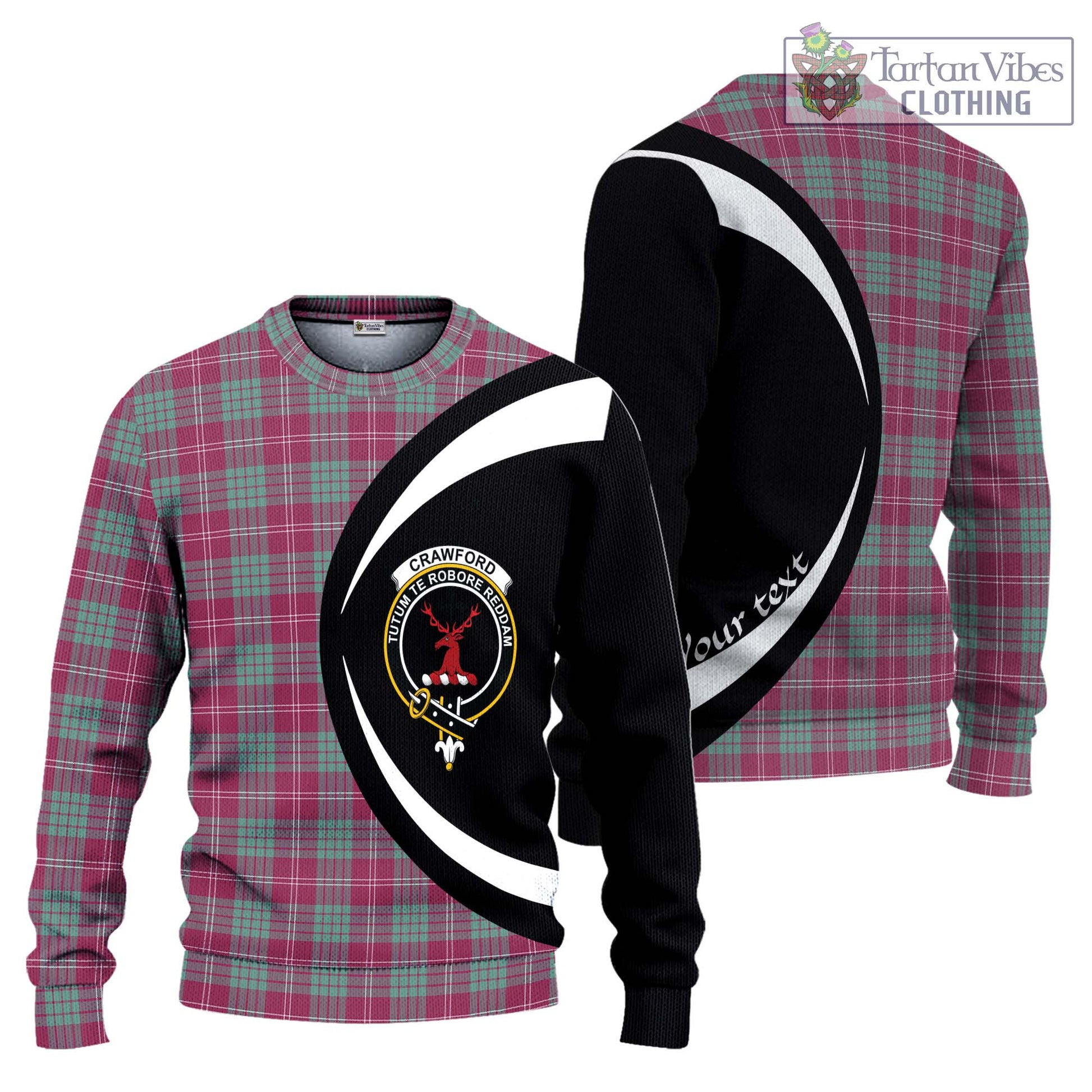 Tartan Vibes Clothing Crawford Ancient Tartan Knitted Sweater with Family Crest Circle Style