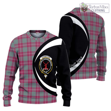 Crawford Ancient Tartan Knitted Sweater with Family Crest Circle Style