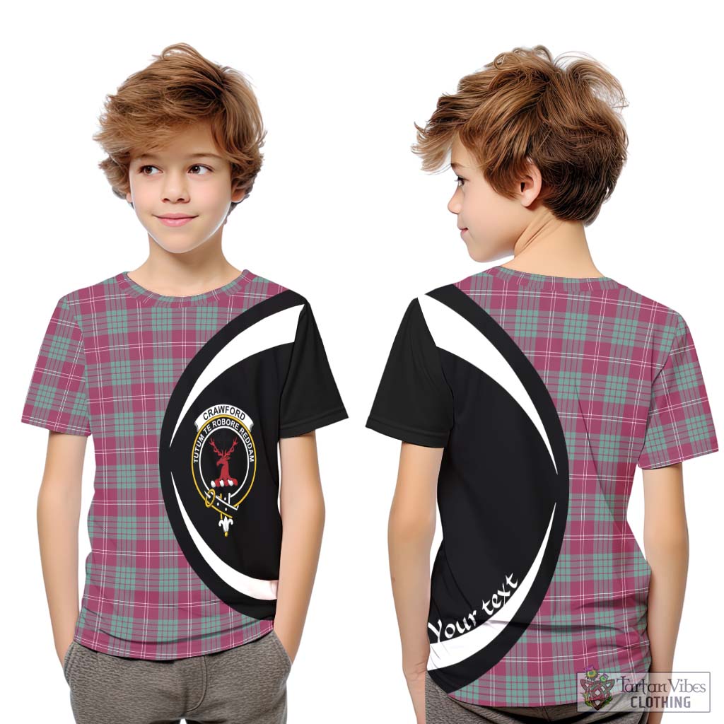 Tartan Vibes Clothing Crawford Ancient Tartan Kid T-Shirt with Family Crest Circle Style