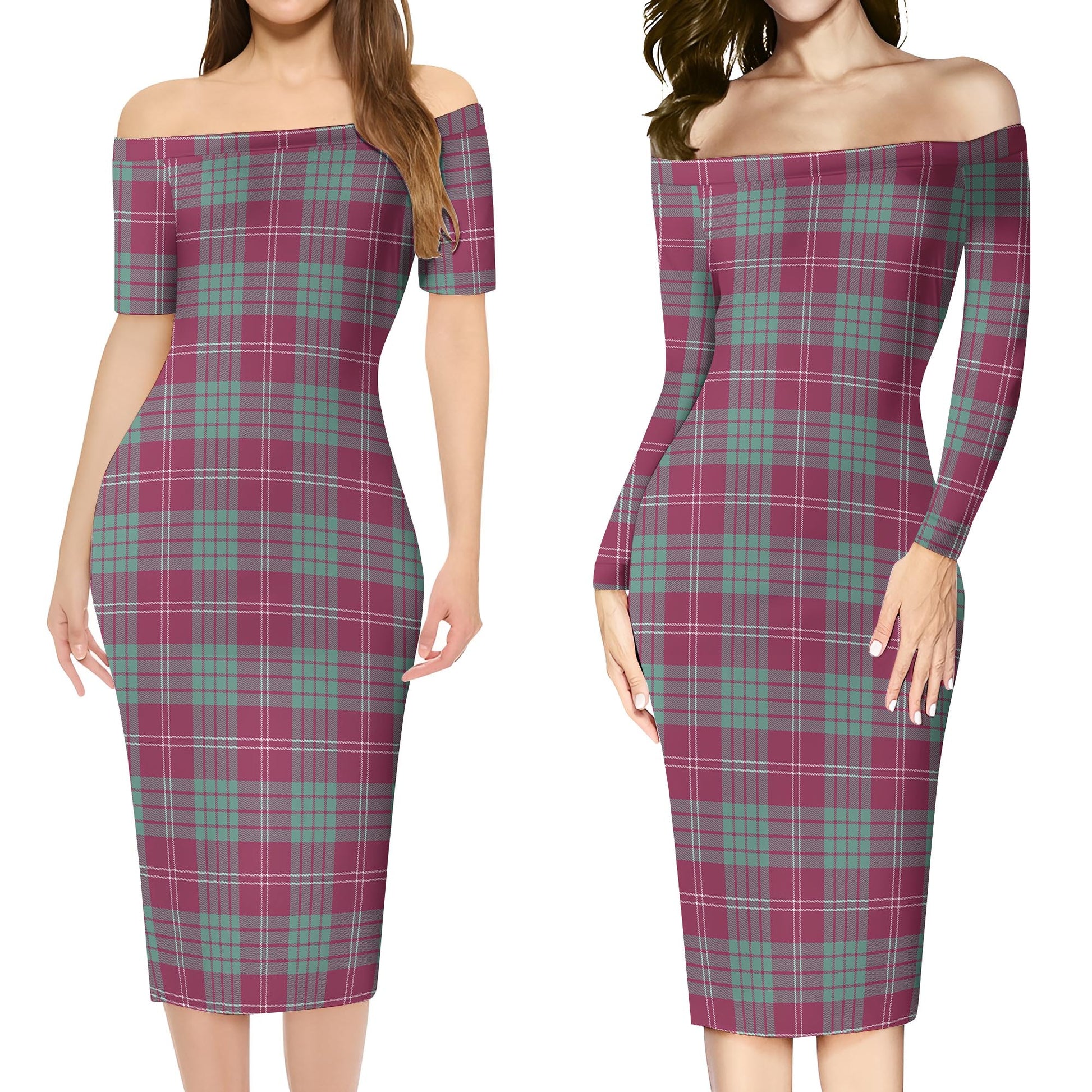 Crawford Ancient Tartan Off Shoulder Lady Dress Women's Dress - Tartanvibesclothing