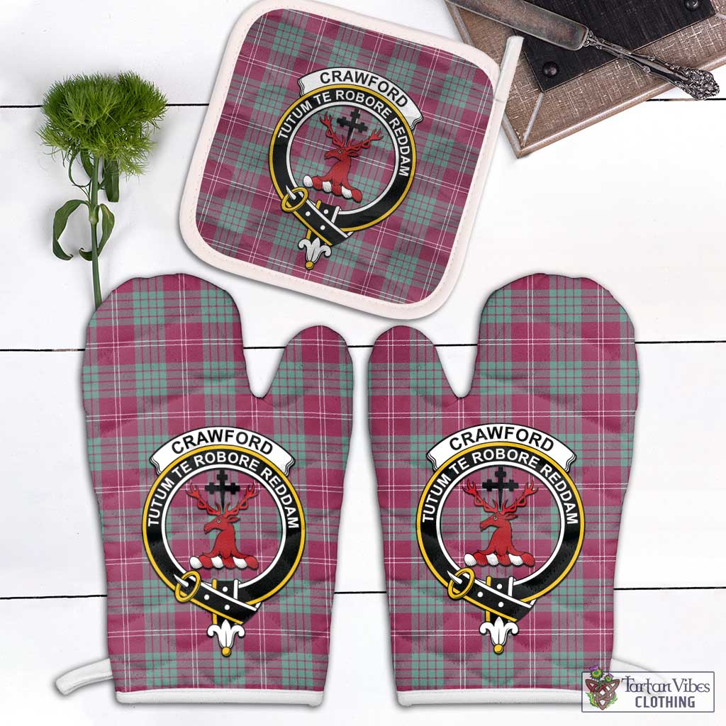 Tartan Vibes Clothing Crawford Ancient Tartan Combo Oven Mitt & Pot-Holder with Family Crest