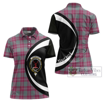 Crawford Ancient Tartan Women's Polo Shirt with Family Crest Circle Style