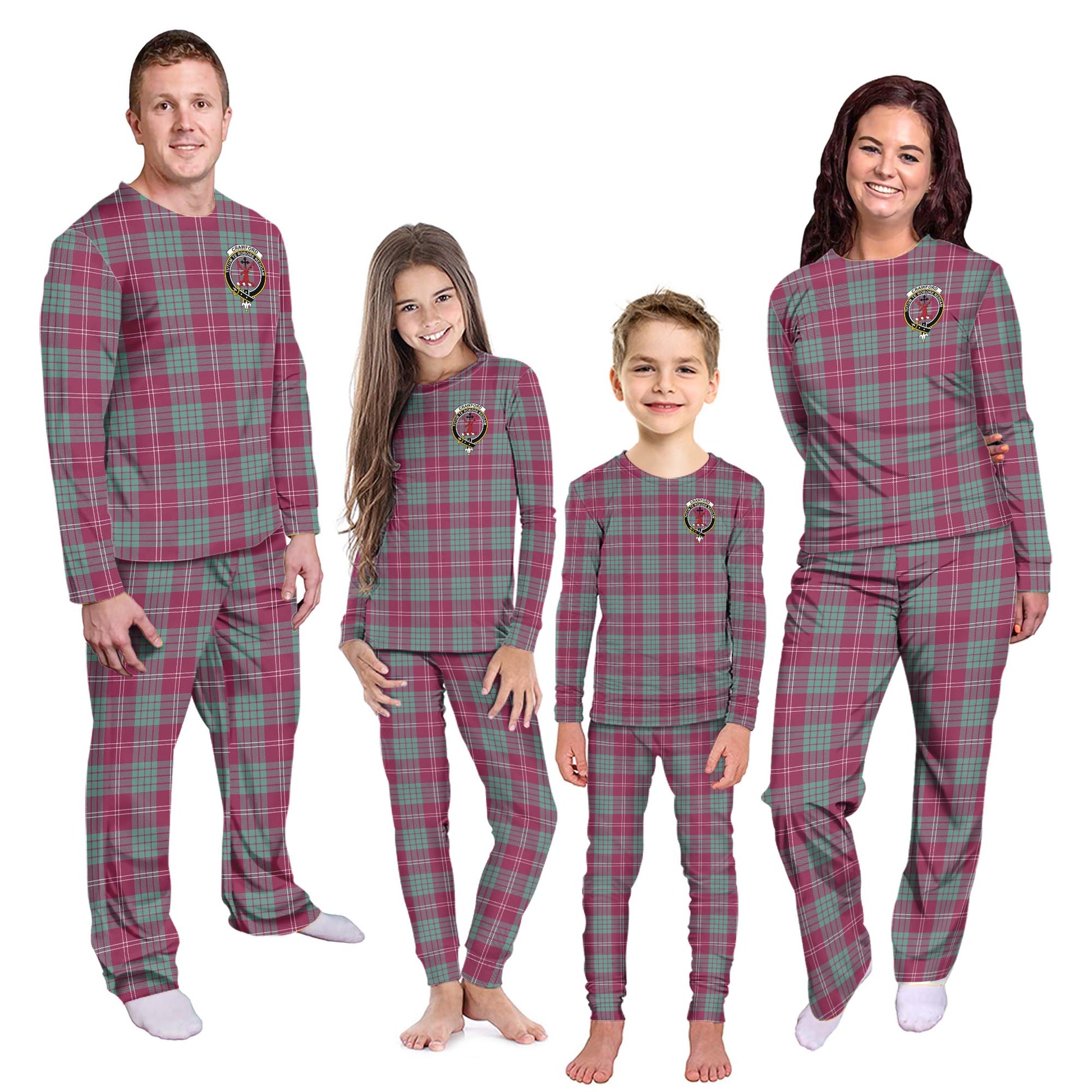 Crawford Ancient Tartan Pajamas Family Set with Family Crest - Tartanvibesclothing