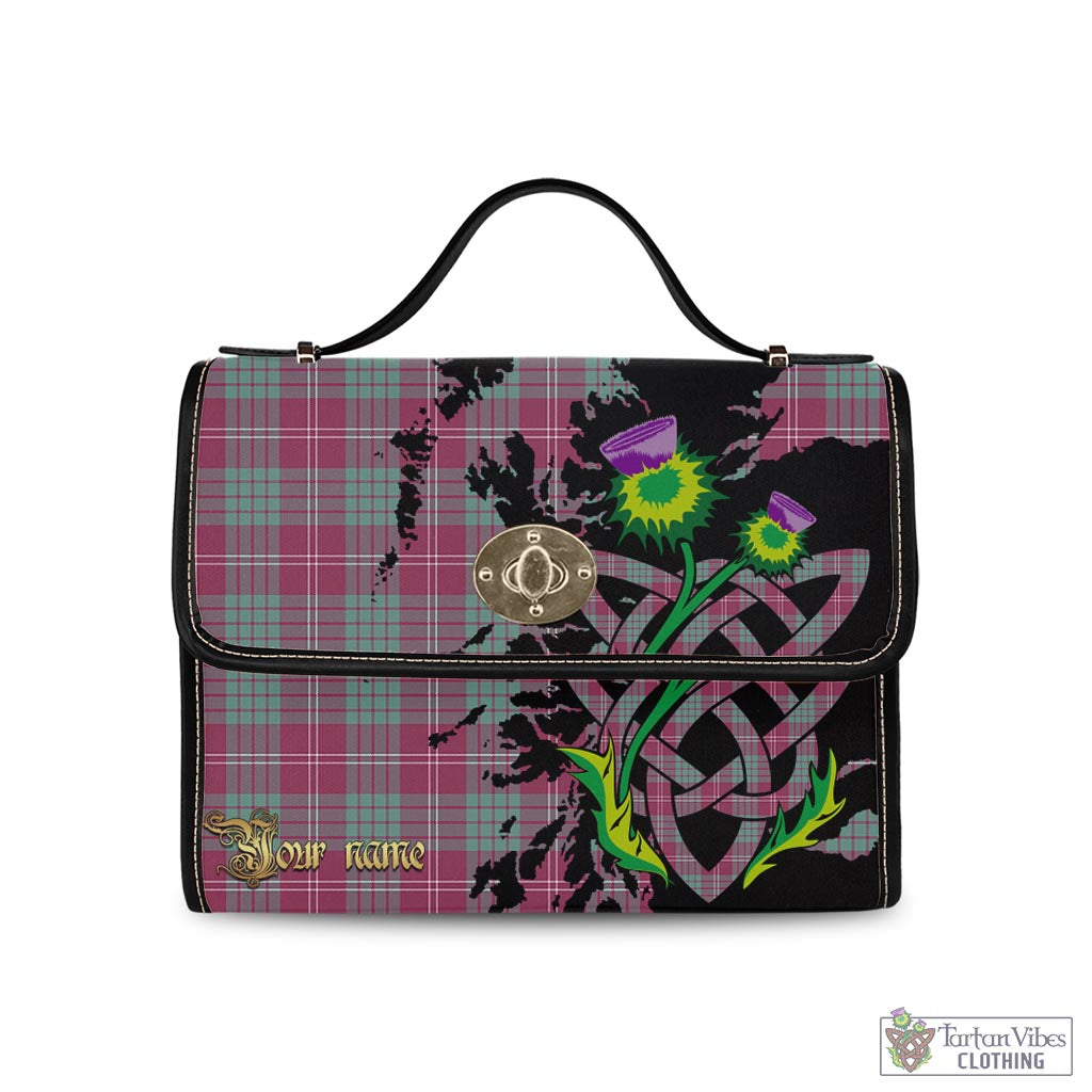 Tartan Vibes Clothing Crawford Ancient Tartan Waterproof Canvas Bag with Scotland Map and Thistle Celtic Accents