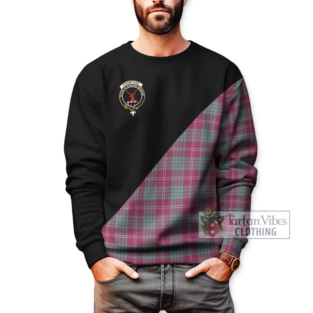 Tartan Vibes Clothing Crawford Ancient Tartan Sweatshirt with Family Crest and Military Logo Style