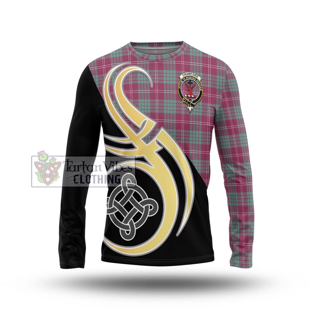 Tartan Vibes Clothing Crawford Ancient Tartan Long Sleeve T-Shirt with Family Crest and Celtic Symbol Style