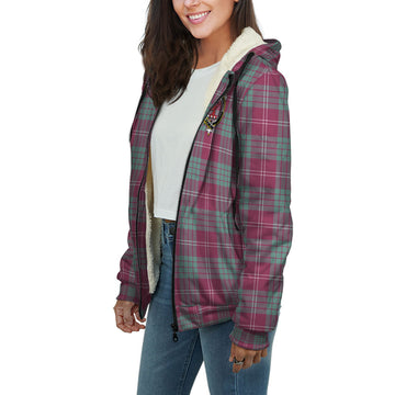 Crawford Ancient Tartan Sherpa Hoodie with Family Crest